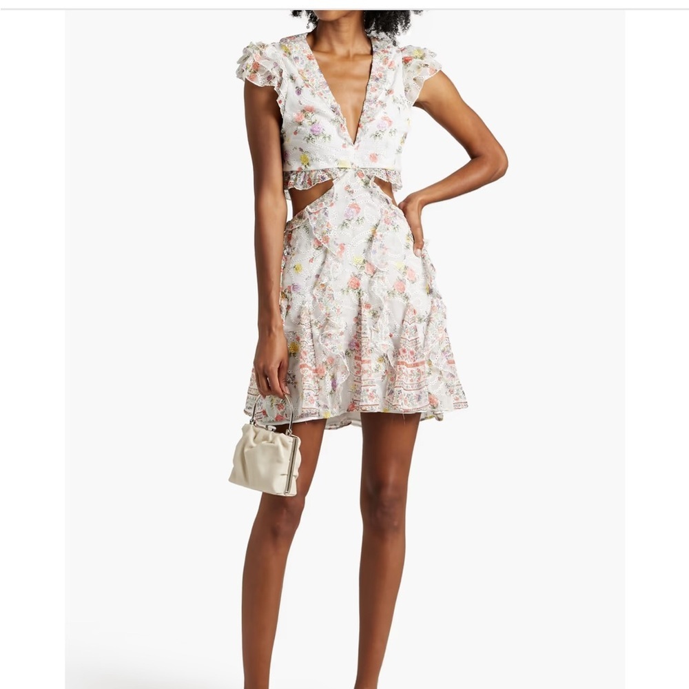 Alice and Olivia Mitzi cutout floral print georgette dress